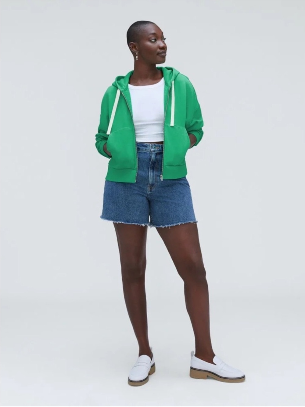 Everlane The Track Organic Cotton Hoodie in Bright Jade Size: S, NWT